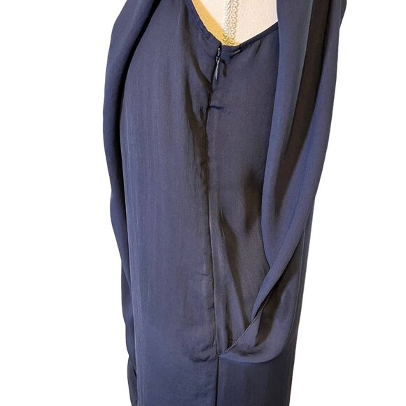 Halston Heritage NWT Navy Chiffon Sheath Dress Beaded Strap Sz 2 Mother of Bride - Picture 9 of 9